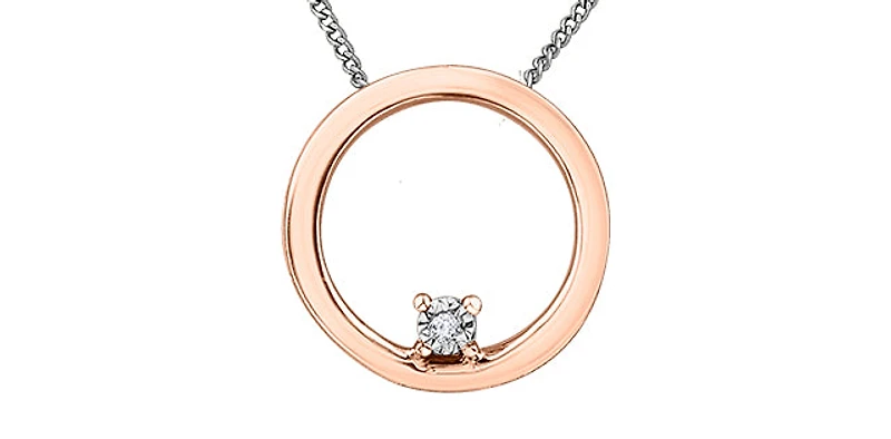 10K White & Rose Gold 0.005 cttw Diamond Necklace