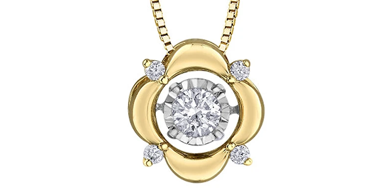 10K Yellow Gold 0.25 cttw  Diamond  Pulse Pendant, 18"