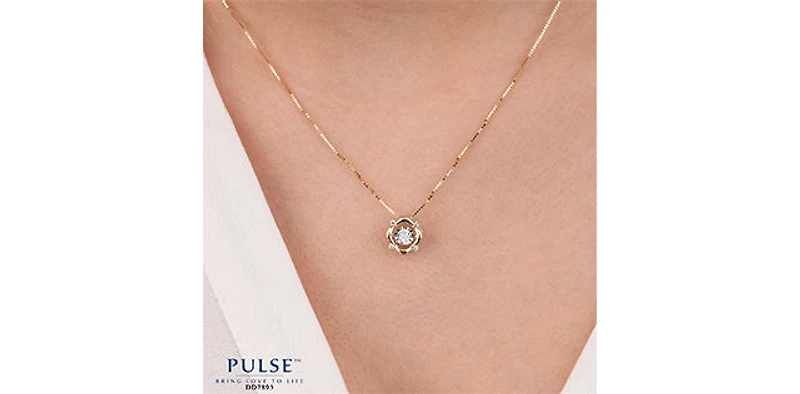 10K Yellow Gold 0.25 cttw  Diamond  Pulse Pendant, 18"