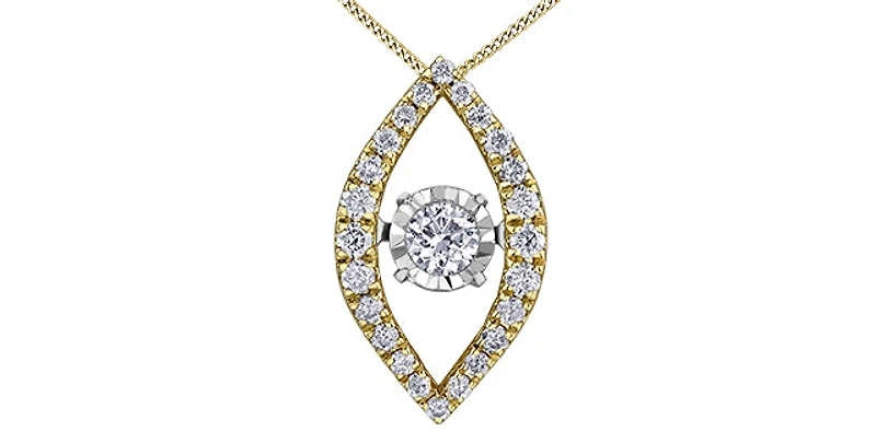 10K Yellow Gold 0.22cttw Diamond Pulse Pendant, 18"