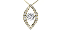 10K Yellow Gold 0.22cttw Diamond Pulse Pendant, 18"