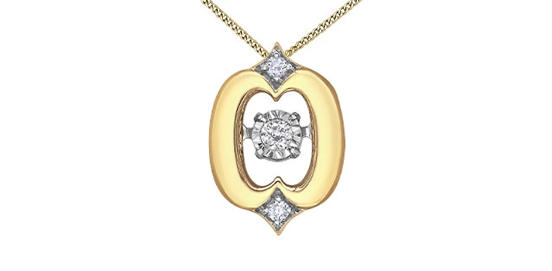 10K Yellow Gold 0.05cttw Diamond Pulse Pendant, 18"
