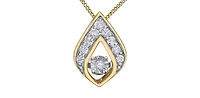 10K Yellow Gold 0.08cttw Diamond Pulse Necklace, 18"