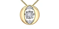 10K Yellow Gold 0.10cttw Diamond Pulse Pendant, 18"