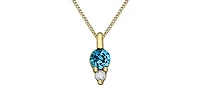 10K Yellow Gold Blue Topaz Necklace and Diamond Necklace