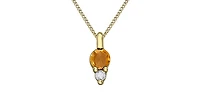 10K Yellow Gold Citrine and Diamond Pendant