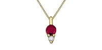 10K Yellow Gold Ruby and Diamond Necklace, 18"