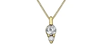 10K Yellow Gold 3mm Round Cut White Topaz Birthstone Pendant - 18 Inches