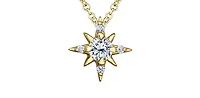 14K Yellow Gold 0.16cttw Diamond Star Necklace, 18"