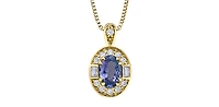 10K Yellow Gold Genuine Tanzanite, White Sapphire & Diamond Pendant - 18"