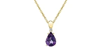 10K Yellow Gold Amethyst and Canadian Diamond Pendant
