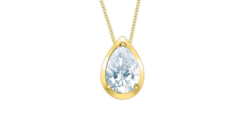 10K Yellow Gold 0.50cttw Pear Cut Lab Grown Diamond Necklace - 18 Inches