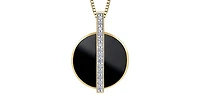 10K Yellow Gold Onyx and Diamond Necklace