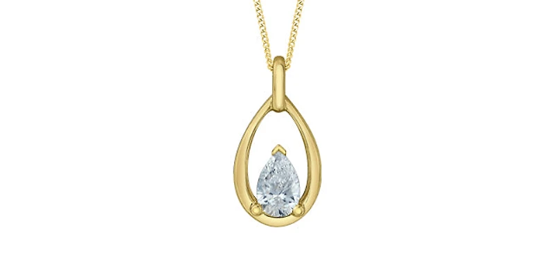 10K Yellow Gold 0.30cttw Pear Cut Lab Grown Diamond Necklace - 18 Inches