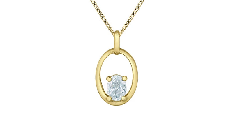 10K Yellow Gold 0.30cttw Oval Cut Lab Grown Diamond Necklace - 18 Inches