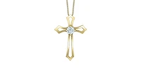 10K Yellow Gold 0.20cttw Lab Grown Diamond Cross Necklace - 18 Inches