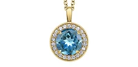 10K Yellow Gold Blue Topaz and Diamond Necklace 18" - yellow gold