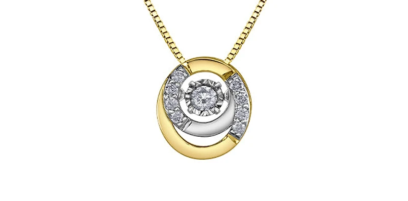 10K Yellow Gold and White Gold Pulse Diamond Necklace