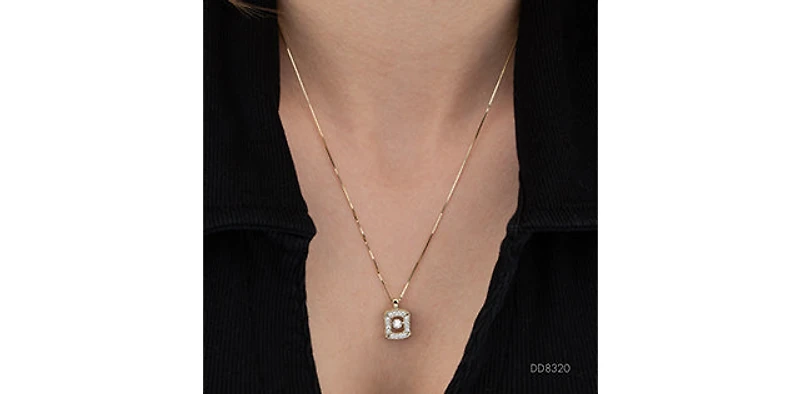 10K Yellow and White Gold Pulse Diamond Necklace