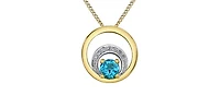 10K Yellow Gold Blue Topaz and Diamond Necklace