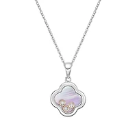10K White Gold Floating Four-leaf Diamond Pendant