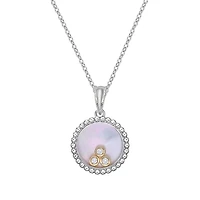10K White Gold Floating Three-Diamond Pendant