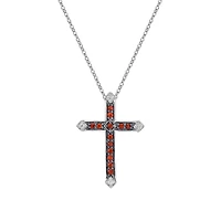 10K White Gold Ruby & diamond cross pendant