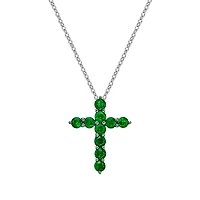 10K White Gold Emerald cross pendant