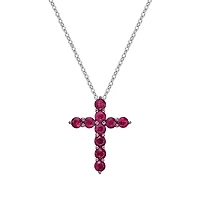 10K White Gold Ruby cross pendant