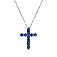 10K White Gold Sapphire cross pendant
