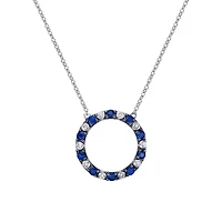 10K White Gold Sapphire & diamond circle of love necklace