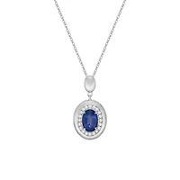 14K Gold Brushed Sapphire & Diamond pendant