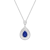 14K White Gold Brushed Sapphire & Diamond ring