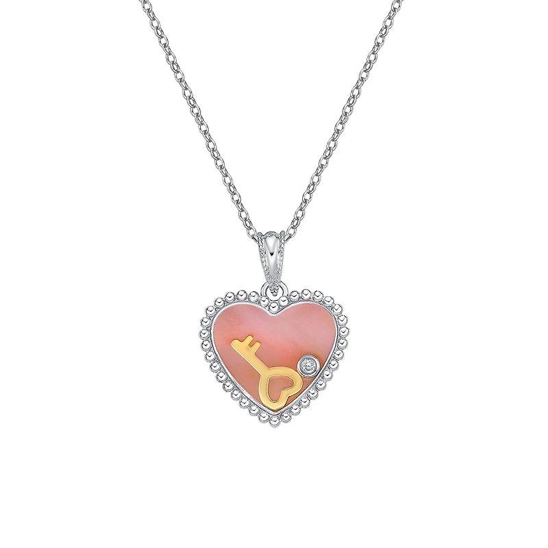 10K White Gold Floating Heart Diamond Pendant