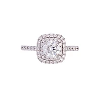 18K White Gold 0.95cttw Lab Grown Diamond Double Halo Engagement Ring