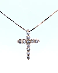 10K Yellow Gold 0.25 cttw Diamond Cross Pendant, 18"
