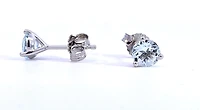 10K White Gold 5mm Aquamarine Stud Earrings with Butterfly Backs