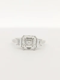 14K White Gold Lab Grown Asscher Cut Diamond Engagement Ring - / 4