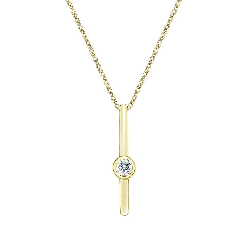 10K Yellow Gold Bezel-set Diamond pendant (no chain
