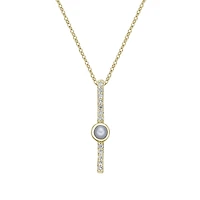 10K Yellow Gold Bezel-set Freshwater Pearl pendant with diamonds (no chain)