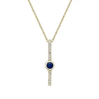 10K Yellow Gold Bezel-set Sapphire & Diamond pendant (no chain)