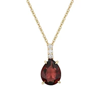 10K Yellow Gold 2.0cttw Garnet and 0.059cttw Diamond Pendant with Rolo Chain - 18 Inches