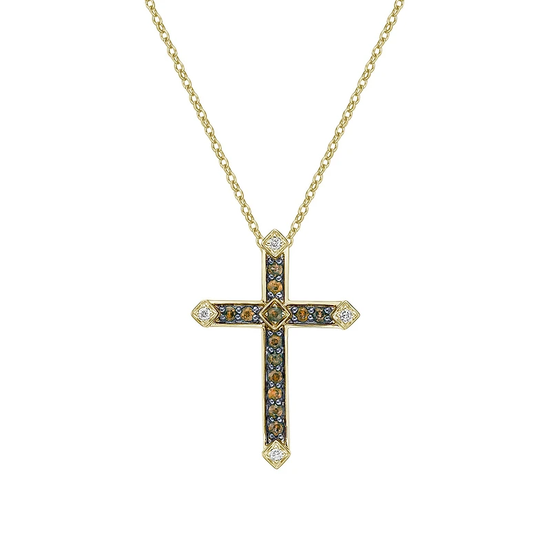10K Yellow Gold Chocolate diamond cross pendant