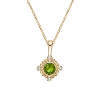 10K Yellow Gold Peridot and Diamond Pendant