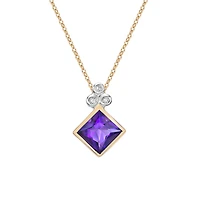 10K Yellow Gold Amethyst and Diamond Necklace