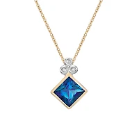 10K Yellow Gold Created Alexandrite and Diamond Necklace
