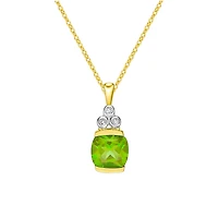 10K Yellow Gold Half channel-set Peridot Pendant with Diamond accent