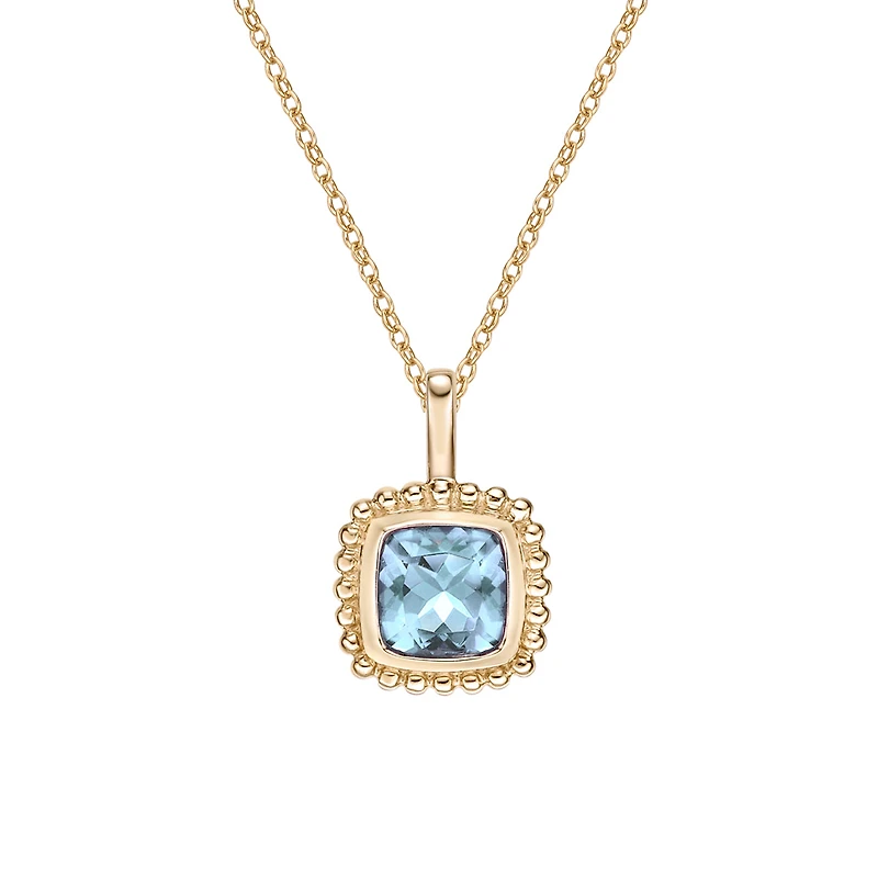 10K Yellow Gold Bezel-set Aquamarine pendant