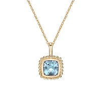 10K Yellow Gold Bezel-set Aquamarine pendant