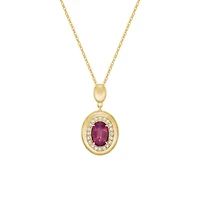 14K Yellow Gold Brushed Ruby & Diamond pendant